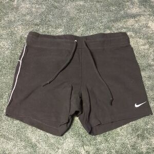 Nike Black Women's Drawstring Athletic Shorts with White Swoosh